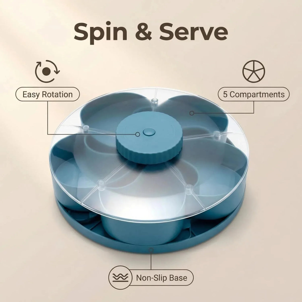 Divided Spin and Snack Serving Tray