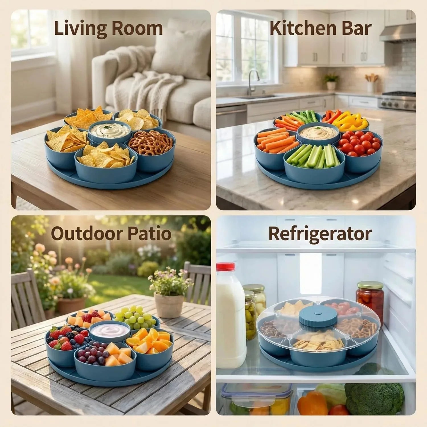 Divided Spin and Snack Serving Tray