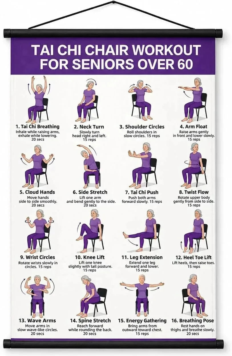 Seated Tai Chi Exercise Wall Chart for Seniors – main view