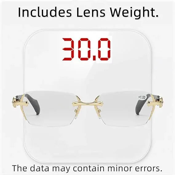 Rimless Metal Anti-Blue Light Reading Glasses 2 Pcs