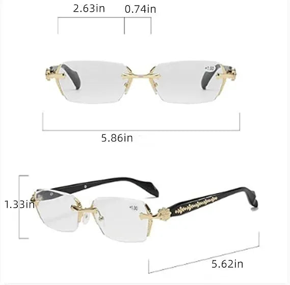 Rimless Metal Anti-Blue Light Reading Glasses 2 Pcs
