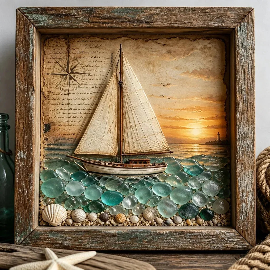 Coastal Lighthouse Glass Shadow Box Night Light