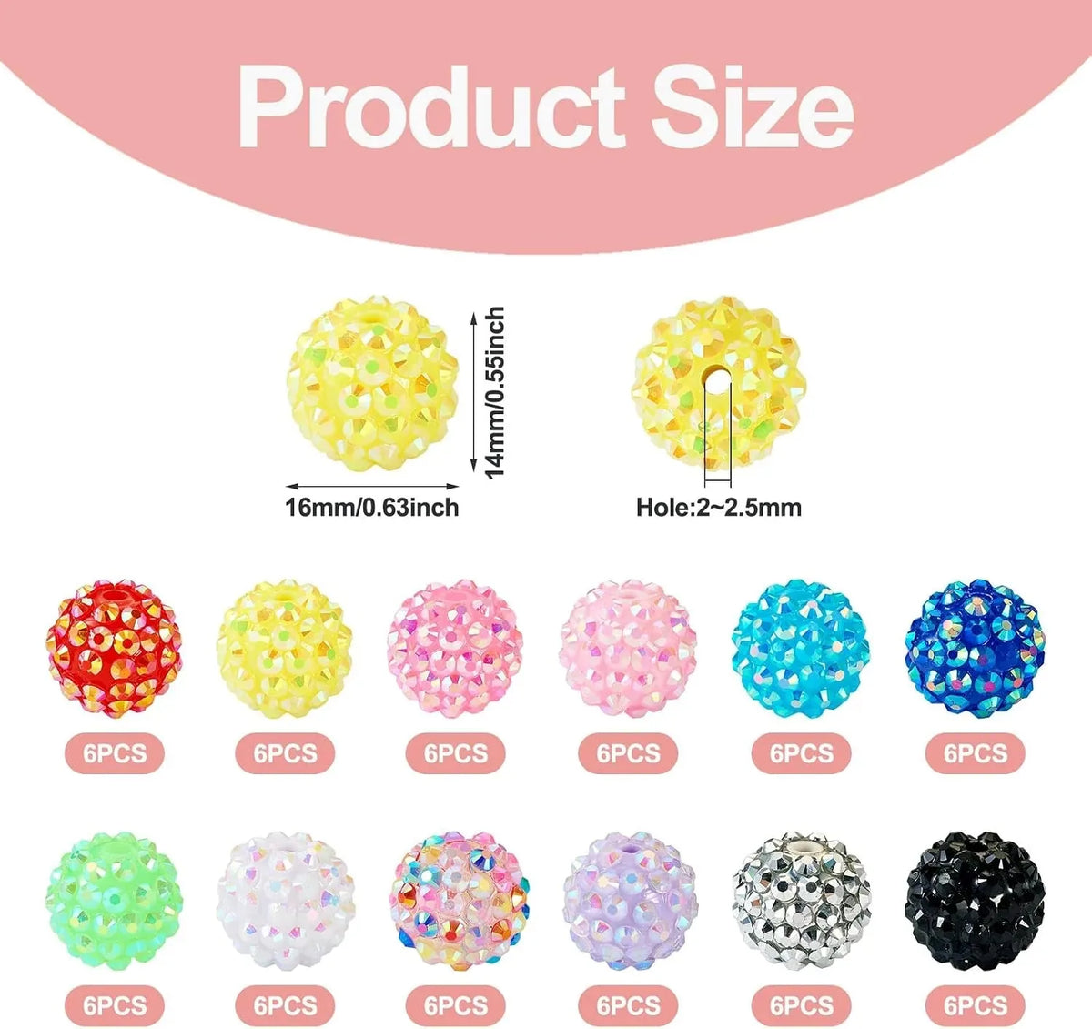 Colorful Rhinestone Craft Beads – 100 Pieces – product image 3