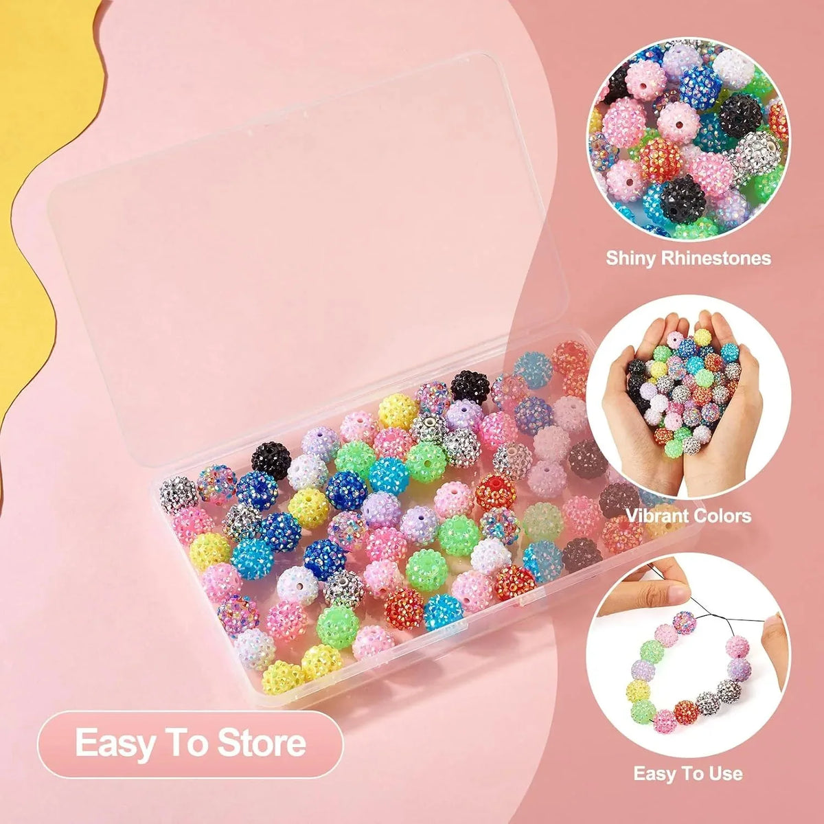 Colorful Rhinestone Craft Beads – 100 Pieces – product image 4
