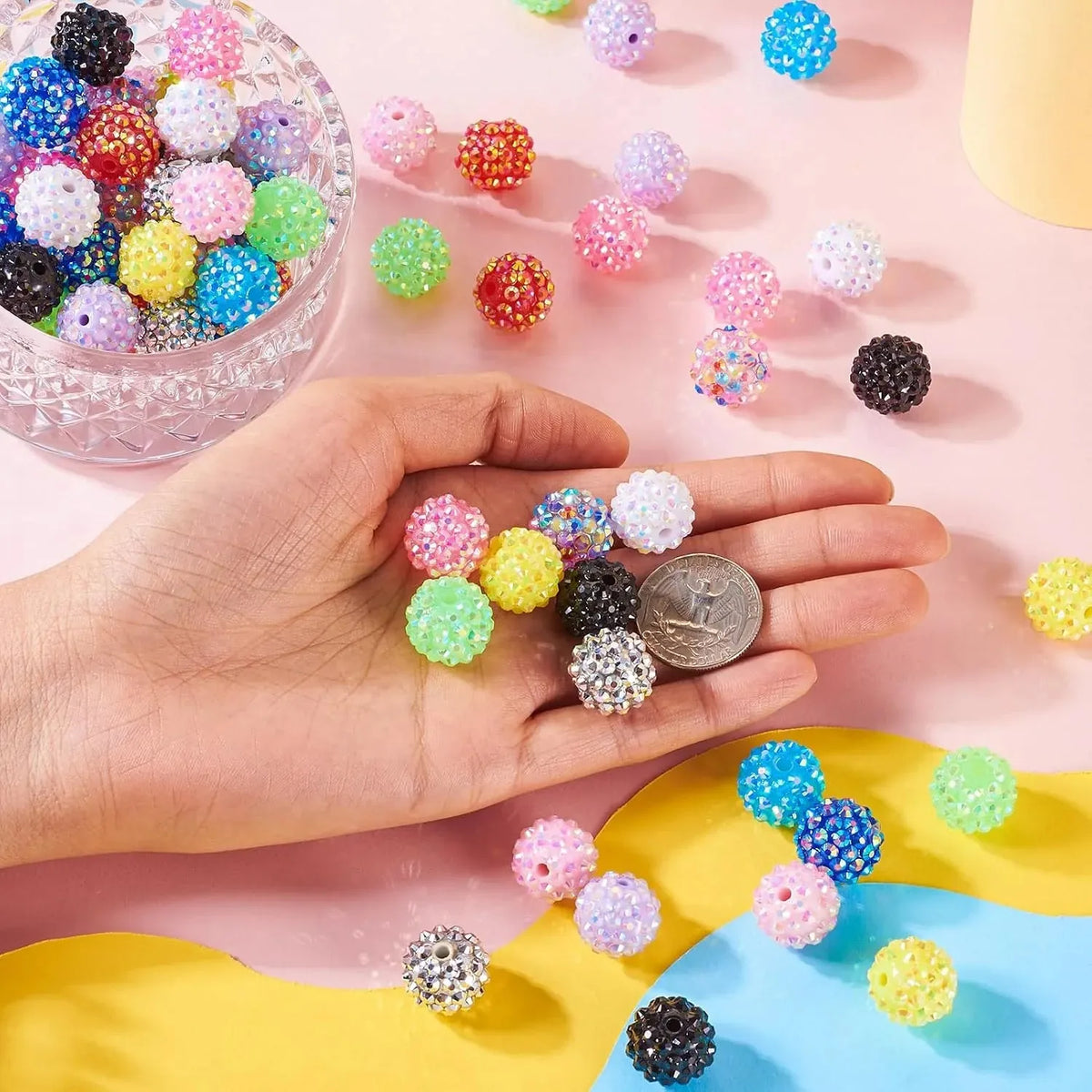 Colorful Rhinestone Craft Beads – 100 Pieces