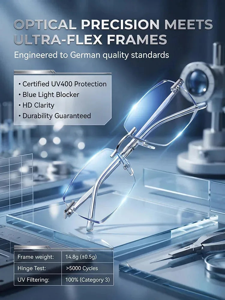 Rimless Transition Photochromic Reading Glasses 2 Pack