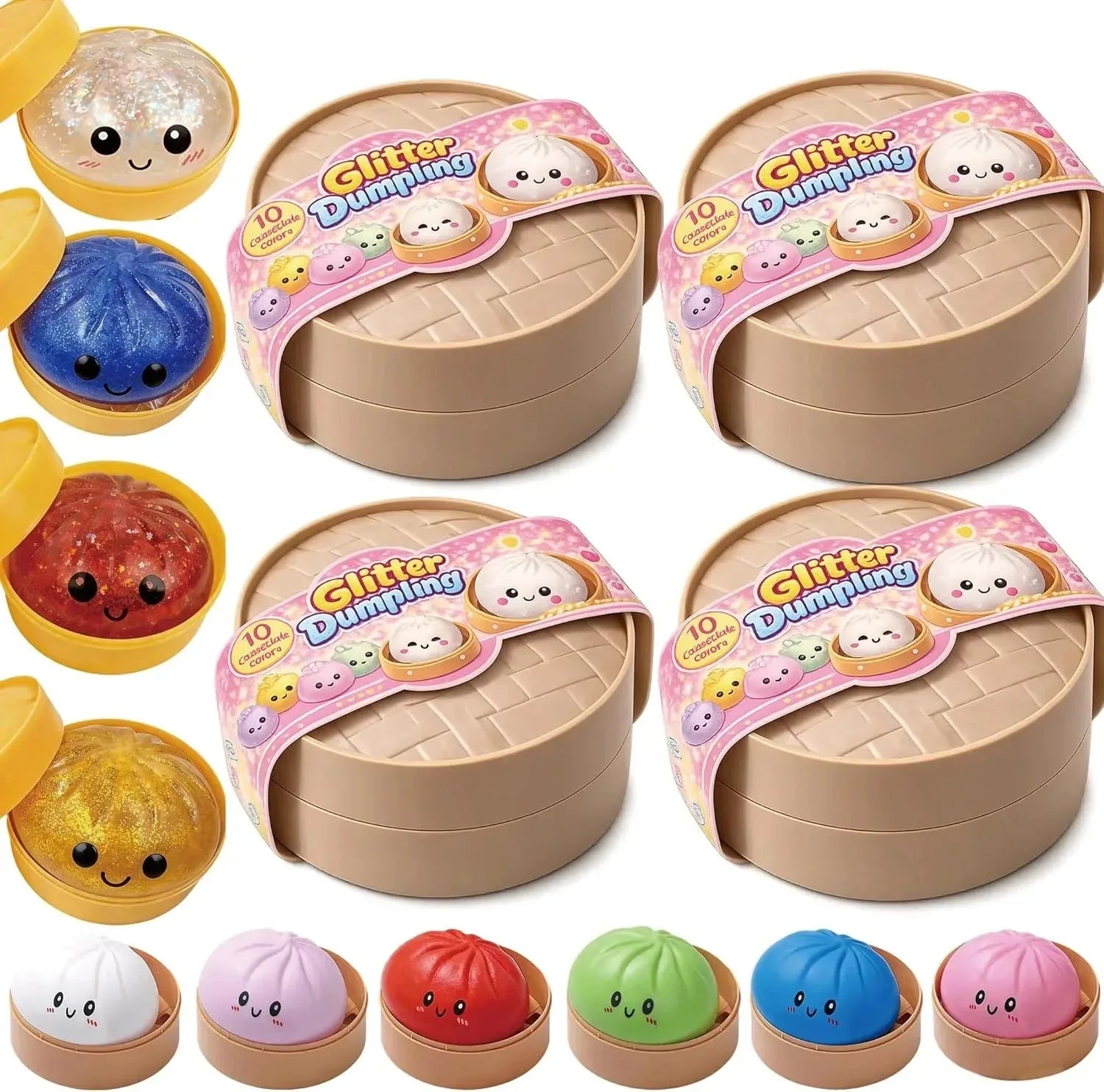 Glitter Dumpling Squishy -  Random-4/12PCS-（Pre-Order – Ships in 10 Days）