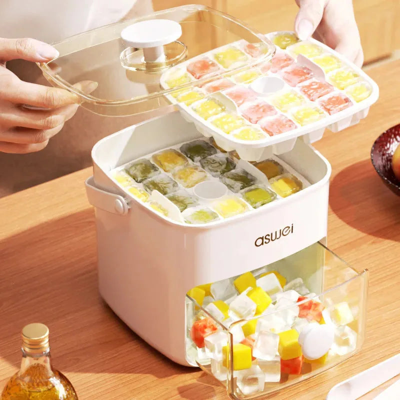 Large Capacity Food-Grade Ice Cube Mold & Ice Storage Maker