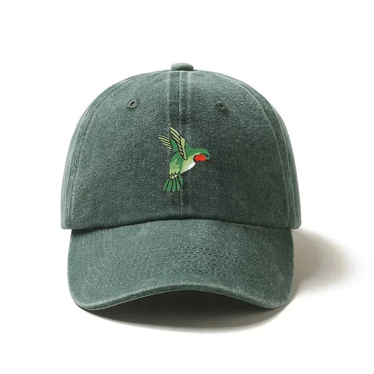 Hummingbird Baseball Cap - Embroidered Wildlife Bird Design, Cotton Retro Sun Hat for Women, Trucker Style