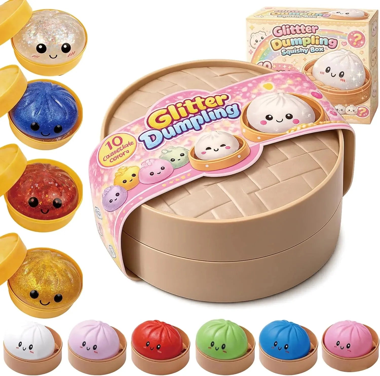 Glitter Dumpling Squishy -  Random-4/12PCS-（Pre-Order – Ships in 10 Days）