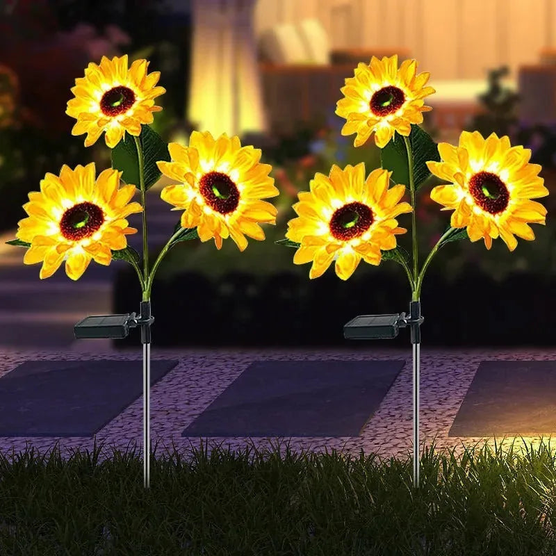 Solar Sunflower LED Lights Outdoor 2 Pack