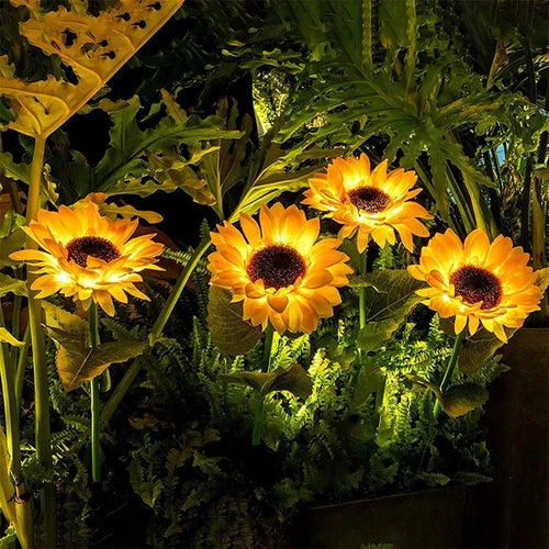 Solar Sunflower LED Lights Outdoor 2 Pack