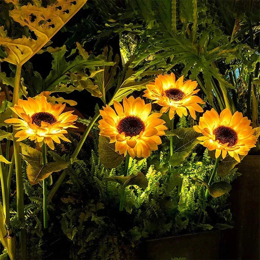 Solar Sunflower LED Lights Outdoor 2 Pack