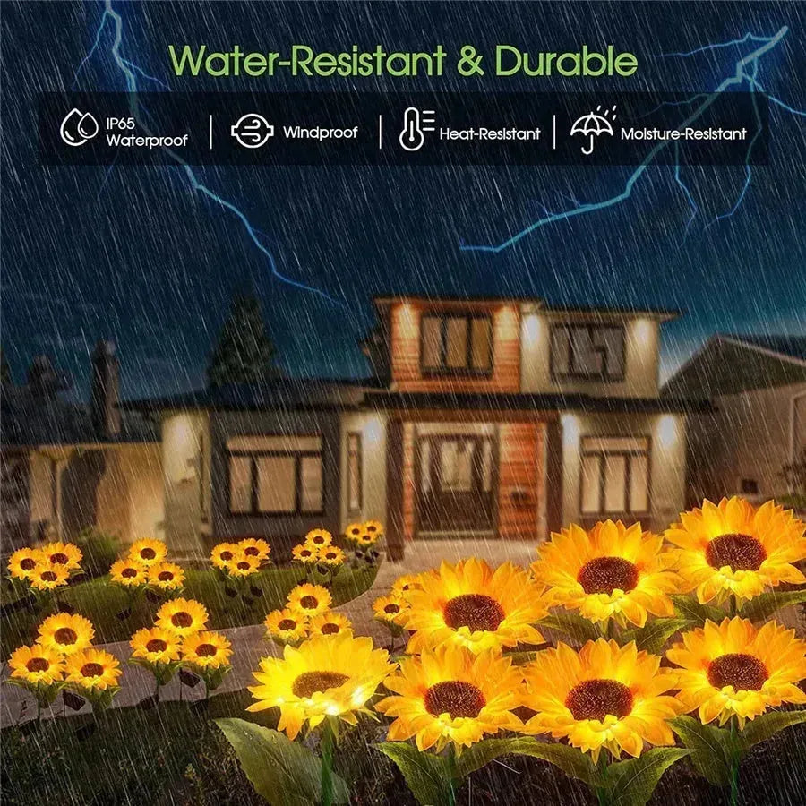 Solar Sunflower LED Lights Outdoor 2 Pack
