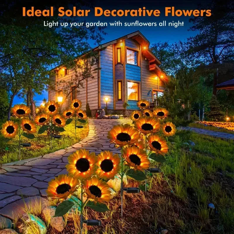 Solar Sunflower LED Lights Outdoor 2 Pack