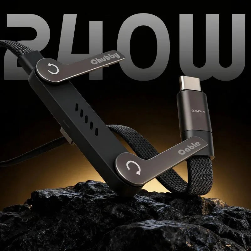 240W Braided Fast Charge Cable With Built-in Phone Stand