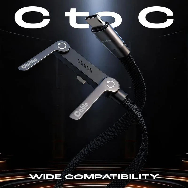 240W Braided Fast Charge Cable With Built-in Phone Stand
