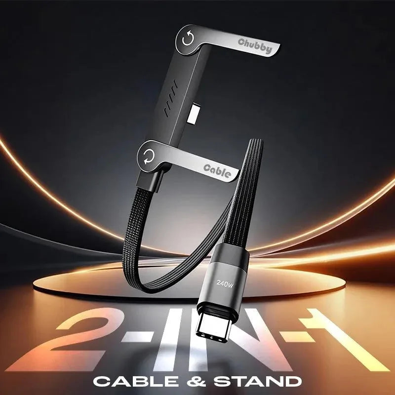 240W Braided Fast Charge Cable With Built-in Phone Stand
