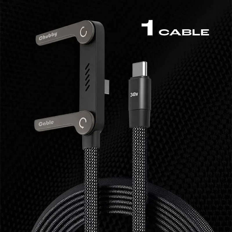 240W Braided Fast Charge Cable With Built-in Phone Stand