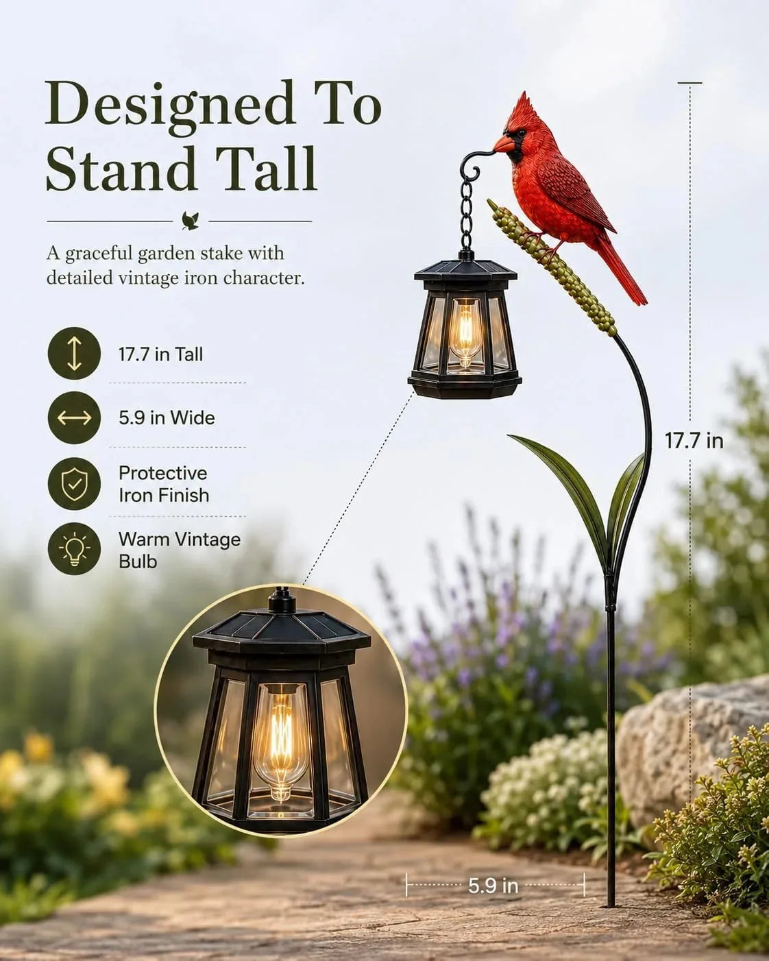 Cardinal Solar LED Light Decor