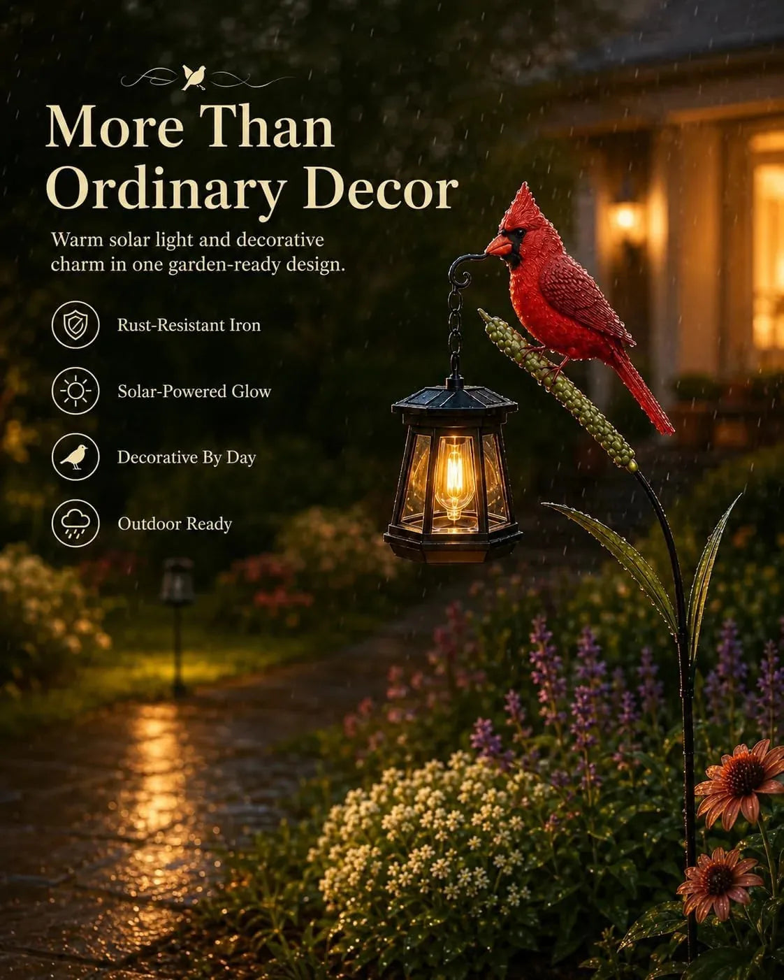 Cardinal Solar LED Light Decor
