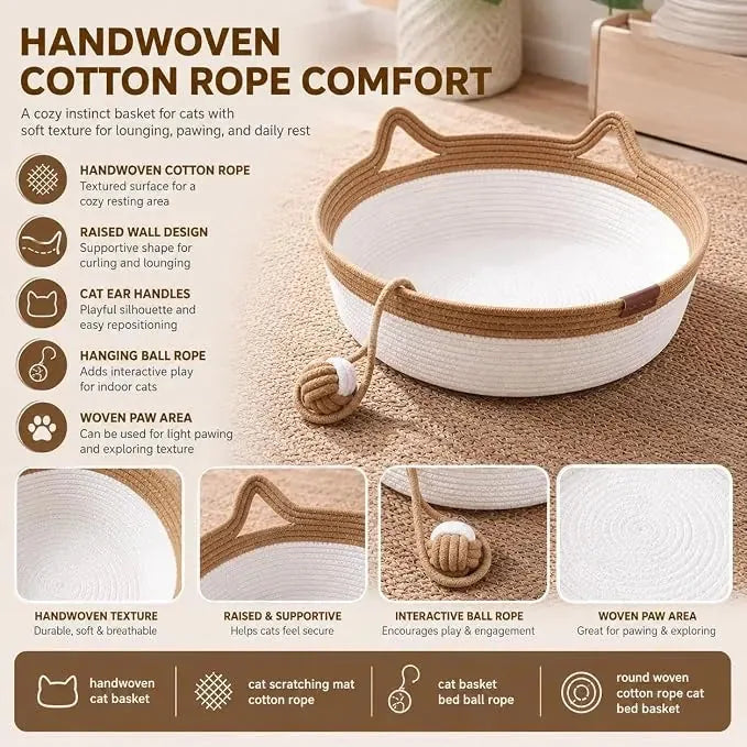 Hand-Woven Cotton Rope Cat Bed