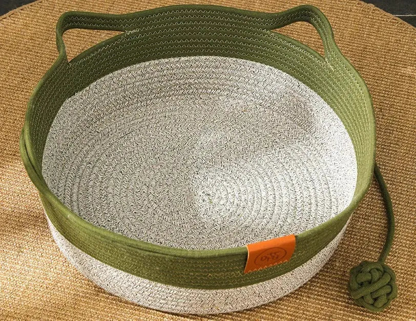 Hand-Woven Cotton Rope Cat Bed