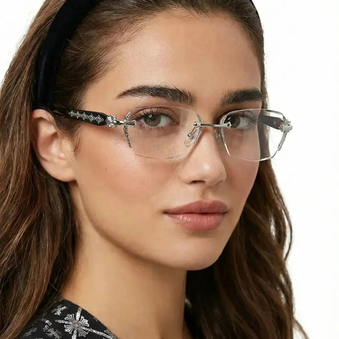 Rimless Metal Anti-Blue Light Reading Glasses 2 Pcs