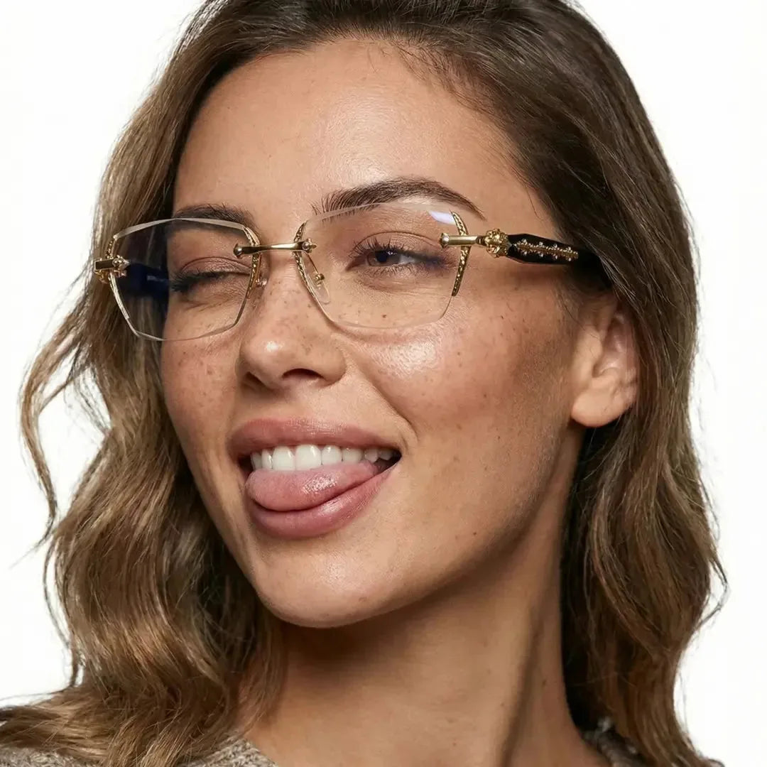 Rimless Metal Anti-Blue Light Reading Glasses 2 Pcs