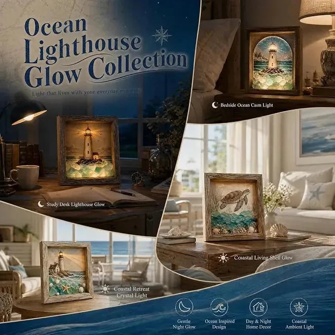 Coastal Lighthouse Glass Shadow Box Night Light
