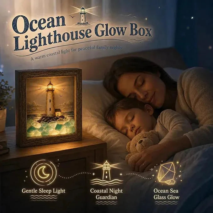 Coastal Lighthouse Glass Shadow Box Night Light