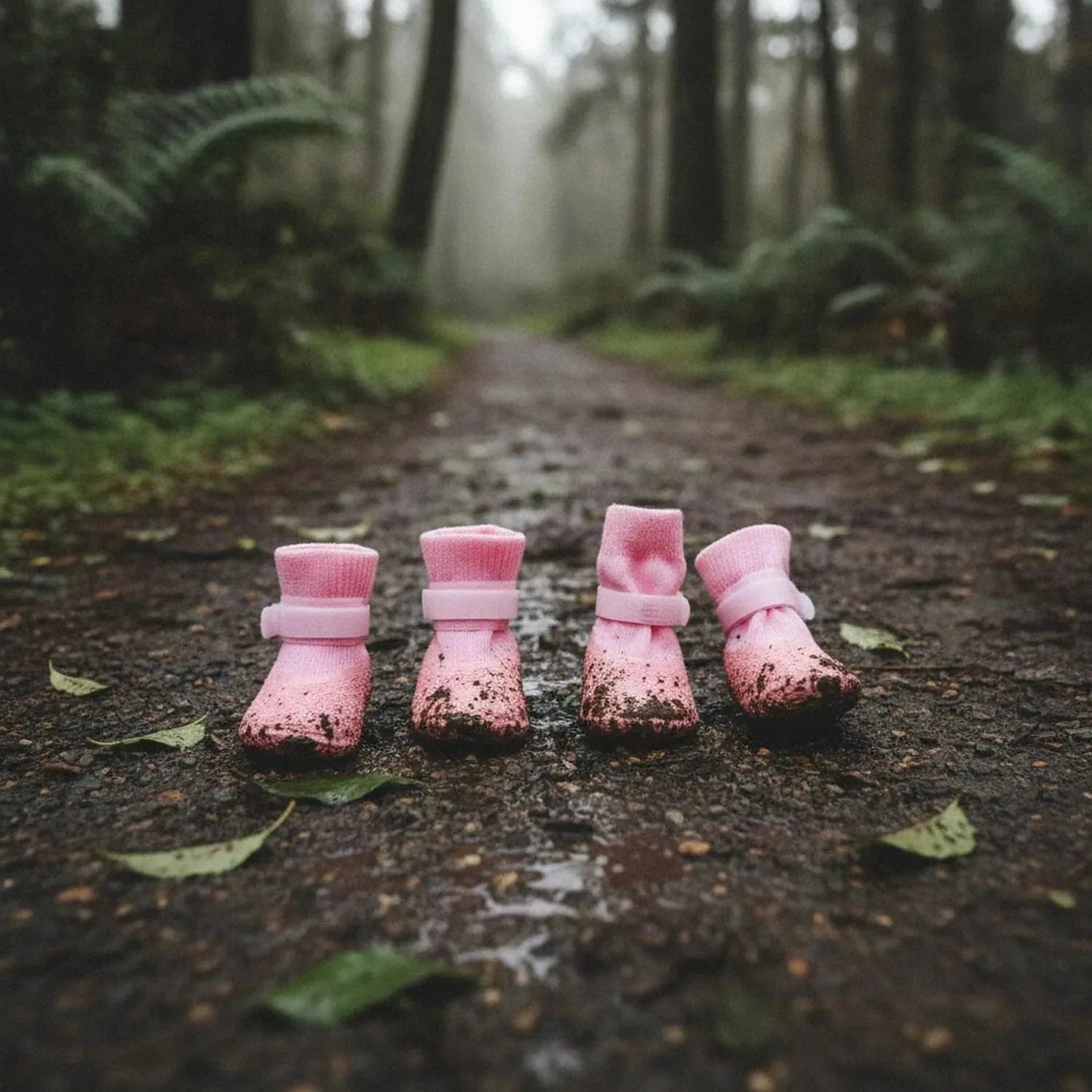 Rubber Rain Boots for Pets. 4-Pack Protective Footwear