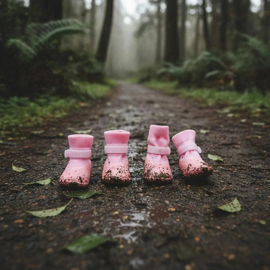 Rubber Rain Boots for Pets. 4-Pack Protective Footwear