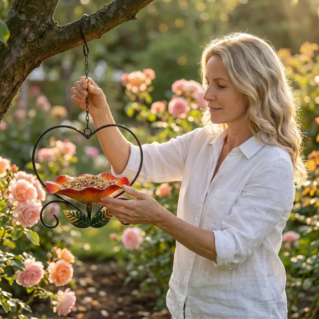 Heart-Shaped Flower Bird Feeder