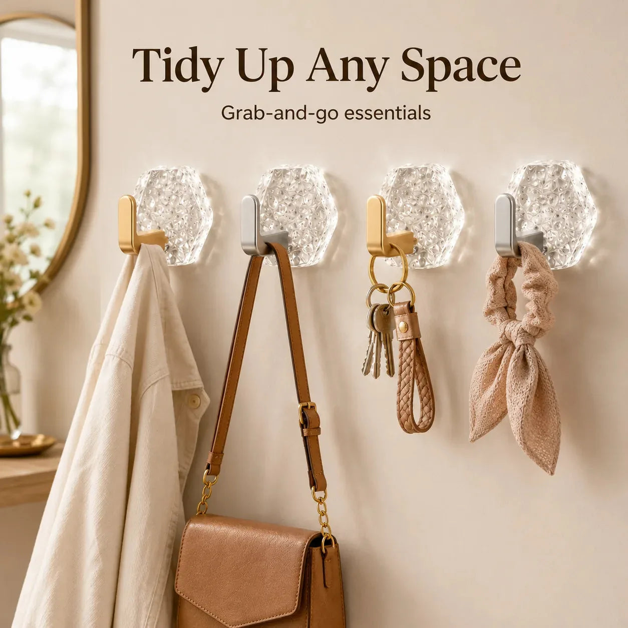 🏠✨10-Pack Heavy-Duty Adhesive Hooks – Strong Hold. No Drilling