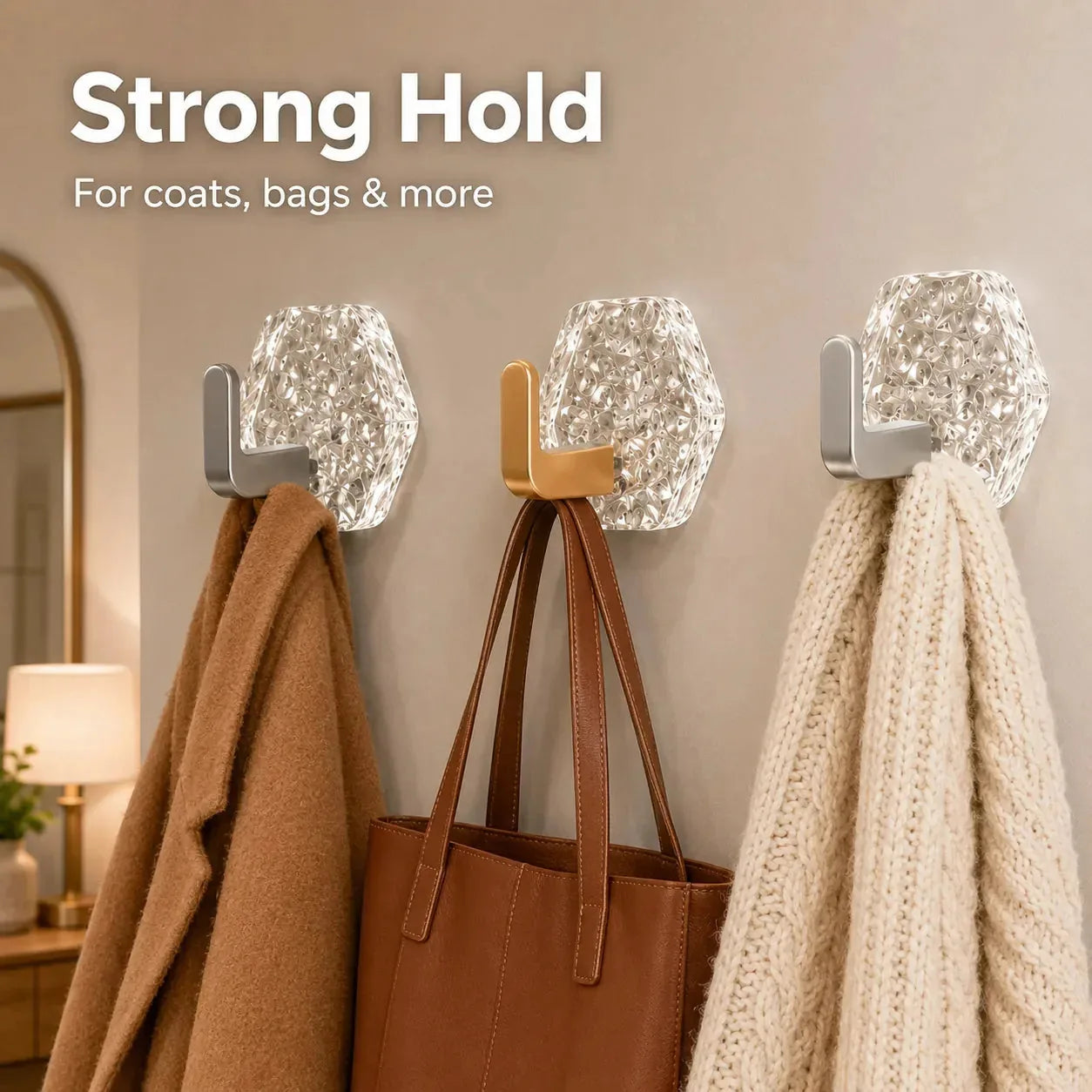🏠✨10-Pack Heavy-Duty Adhesive Hooks – Strong Hold. No Drilling