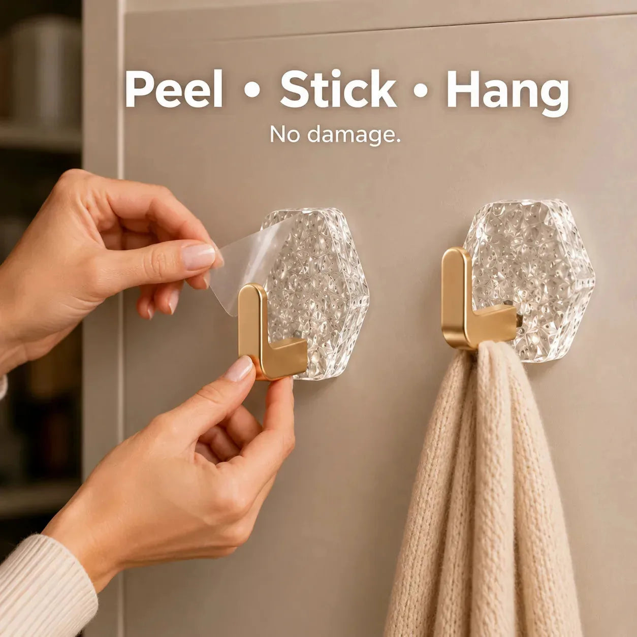 🏠✨10-Pack Heavy-Duty Adhesive Hooks – Strong Hold. No Drilling