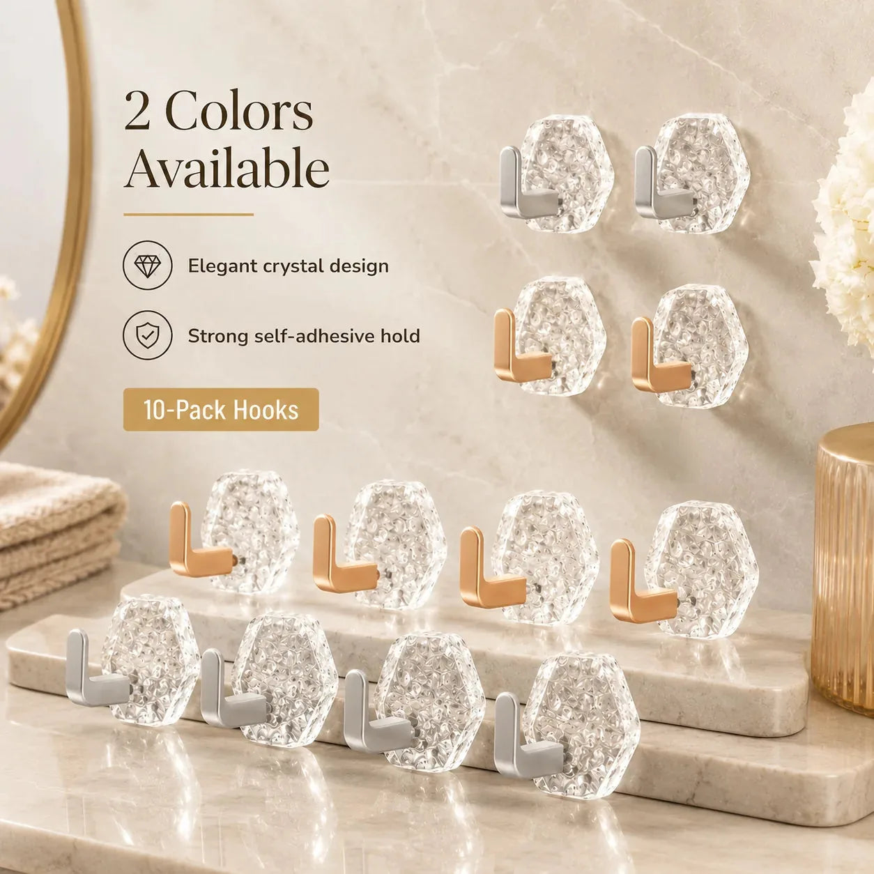 🏠✨10-Pack Heavy-Duty Adhesive Hooks – Strong Hold. No Drilling