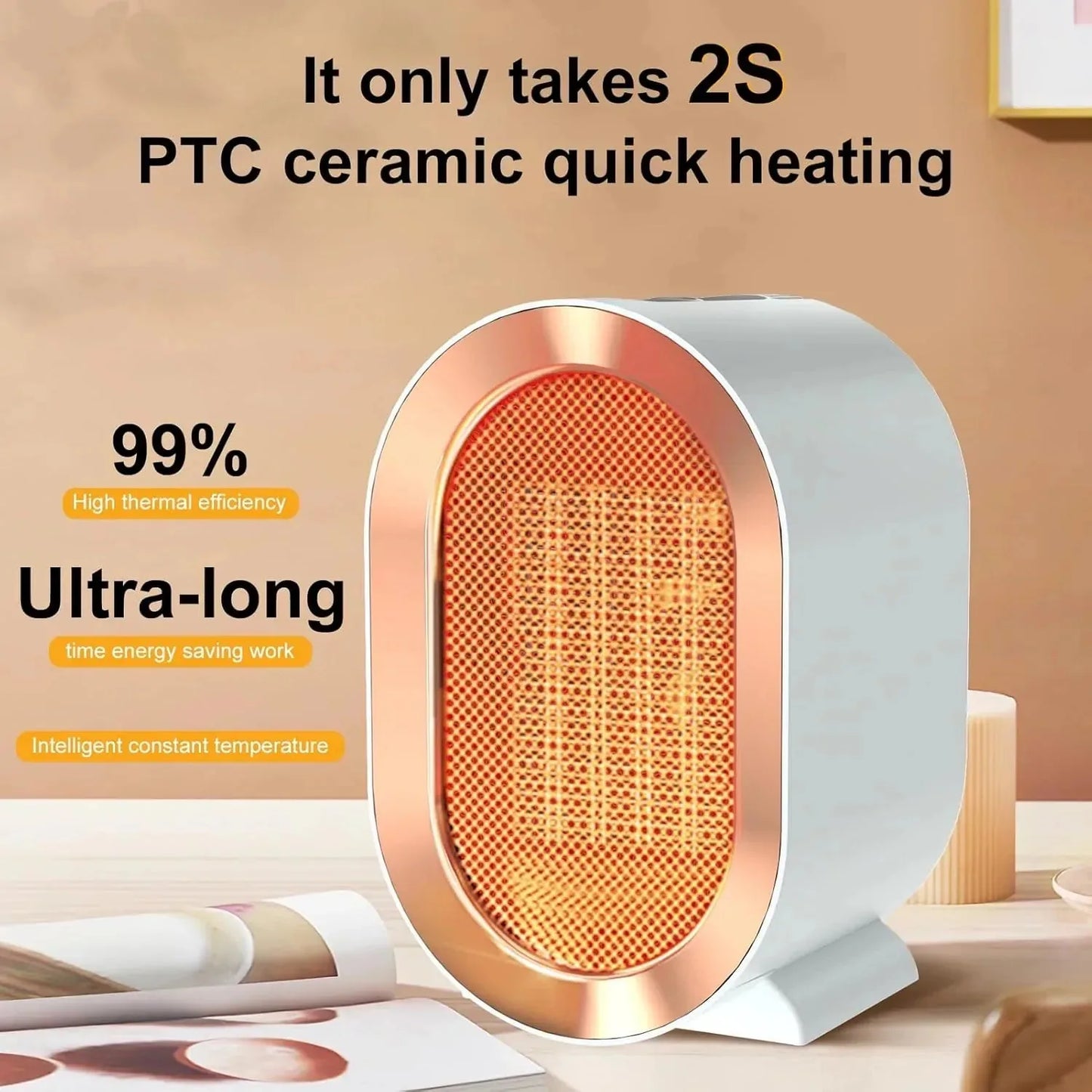 1200W Portable Ceramic Desk Space Heater with Thermostat
