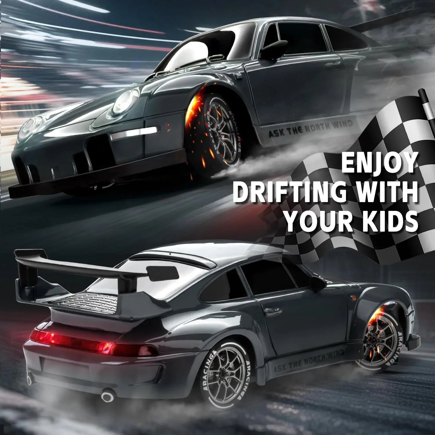 1/24 4WD RC Drift Car – 20KM/H High-Speed with LED Lights