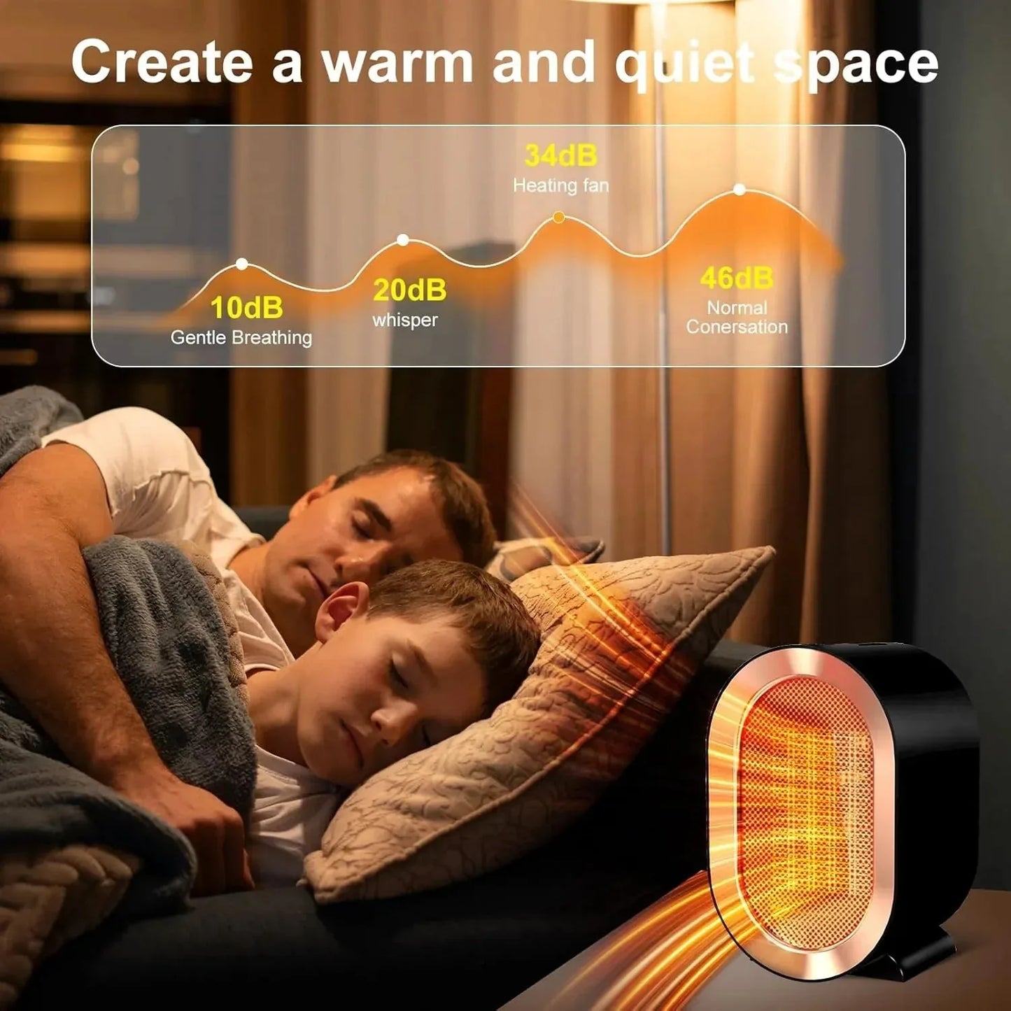 1200W Portable Ceramic Desk Space Heater with Thermostat