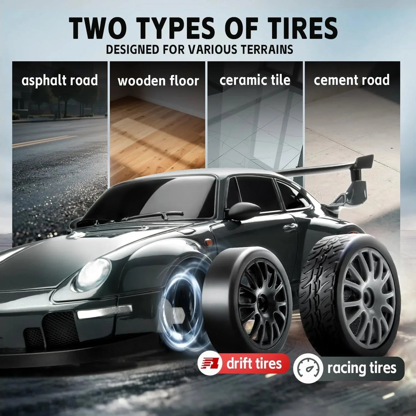 1/24 4WD RC Drift Car – 20KM/H High-Speed with LED Lights