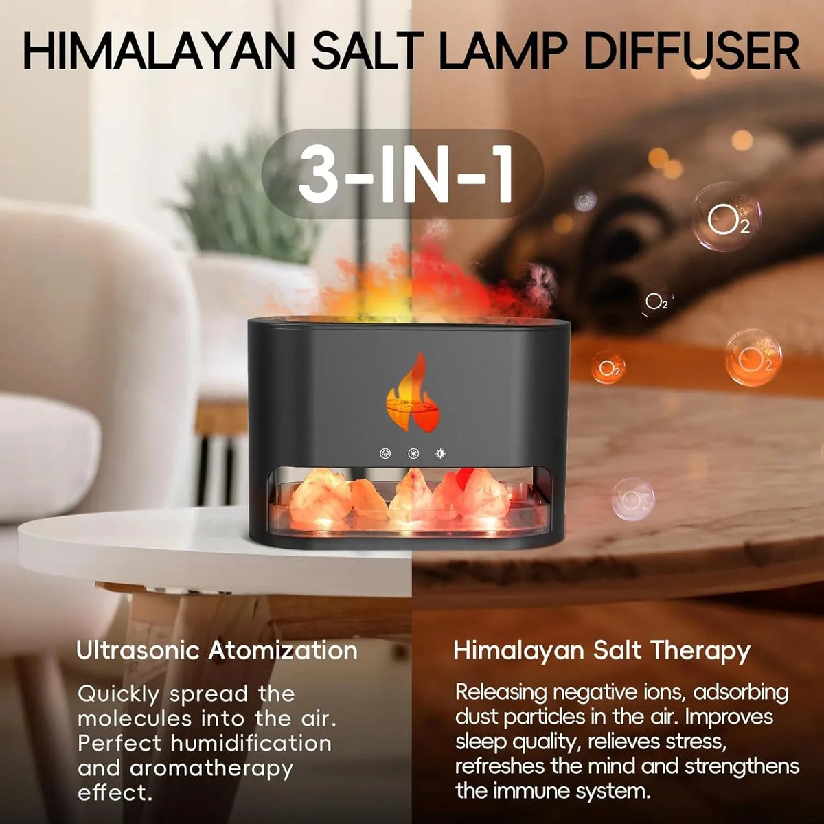 Himalayan Salt Fireplace Humidifier Lamp
