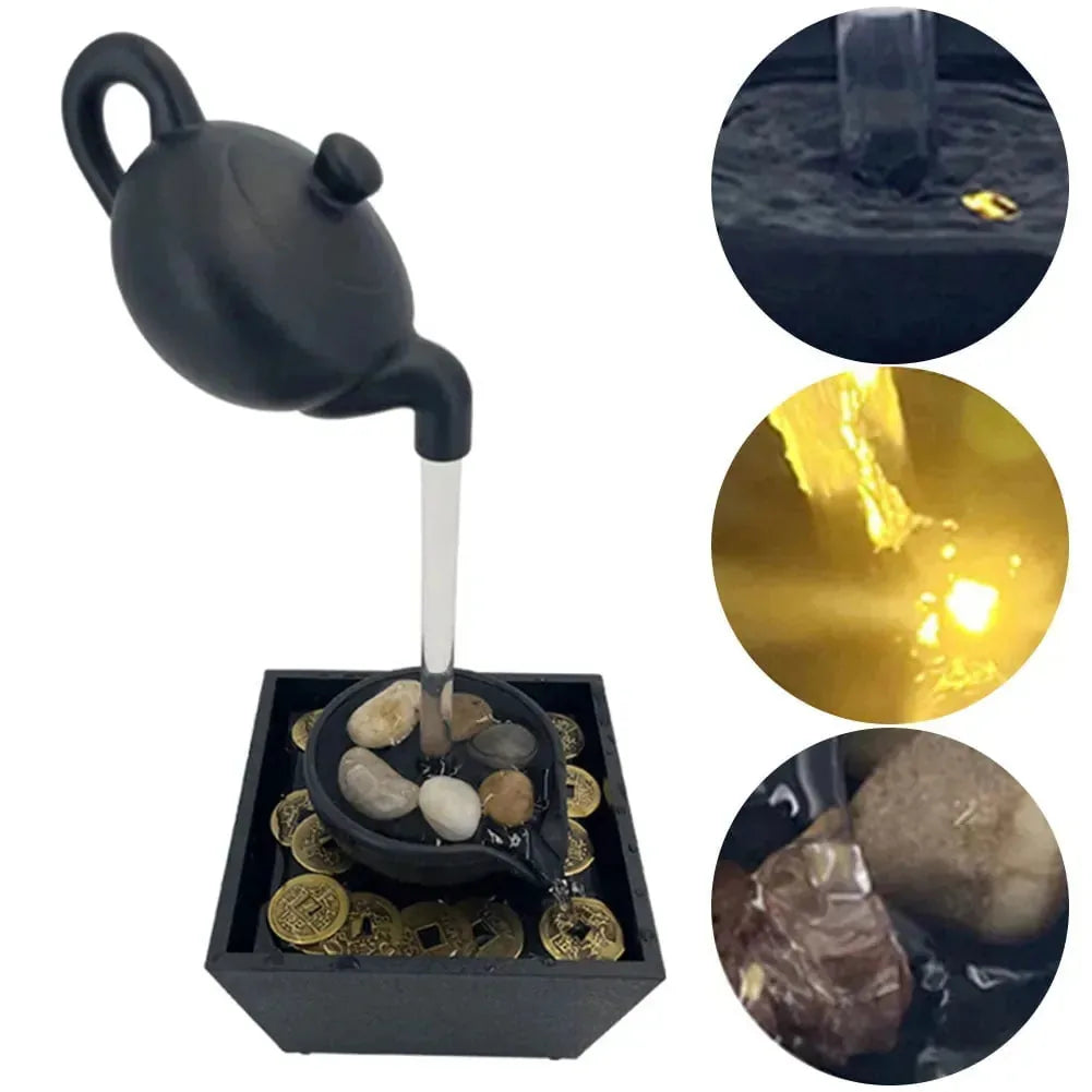 Floating Teapot Indoor Tabletop Fountain with Light – product image 4