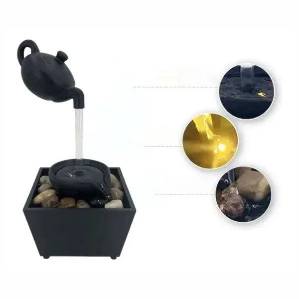 Floating Teapot Indoor Tabletop Fountain with Light – product image 3