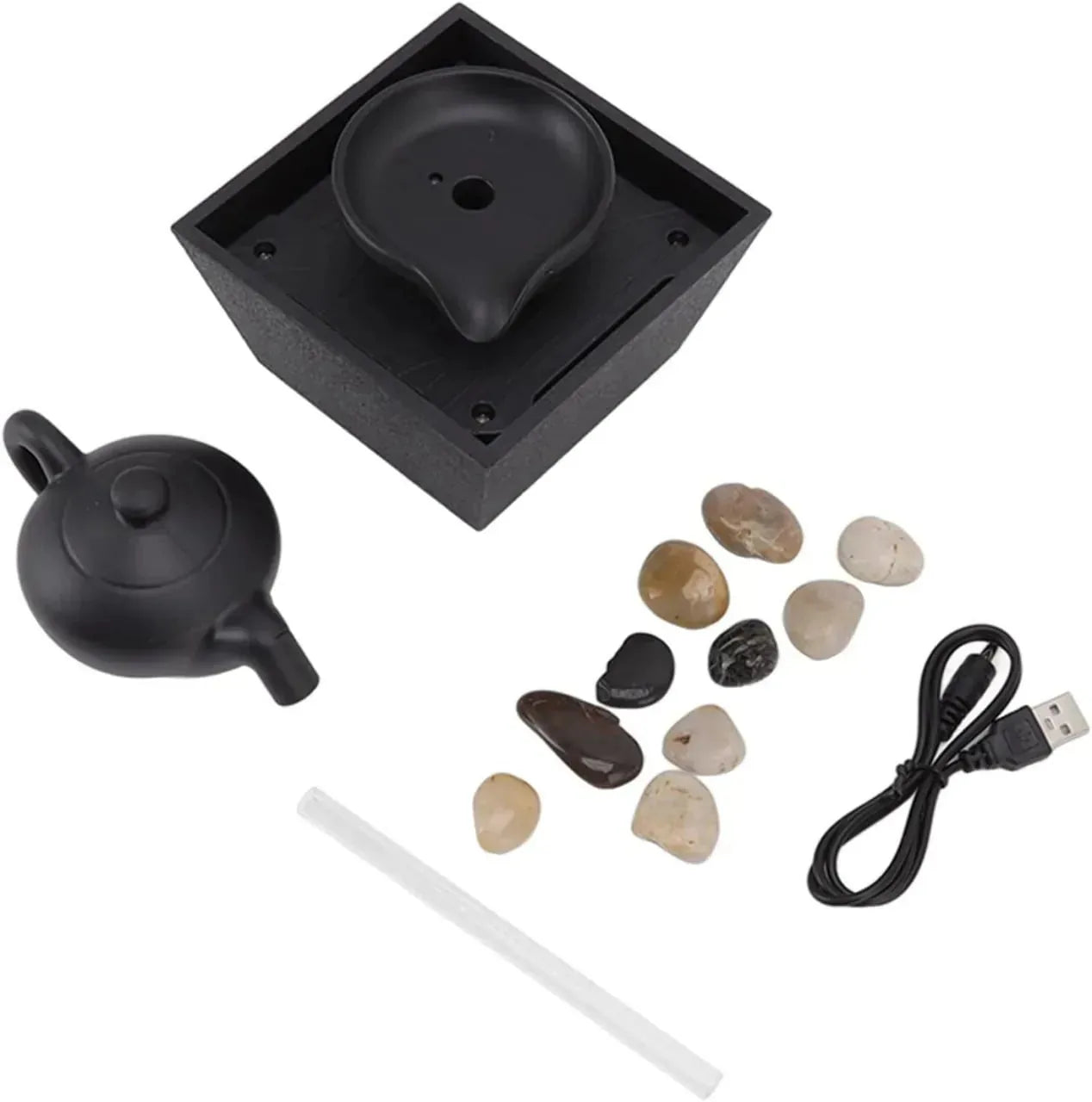 Floating Teapot Indoor Tabletop Fountain with Light – product image 1