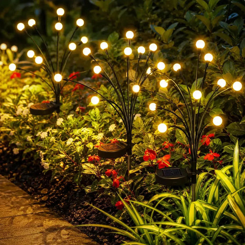 Outdoor Solar Firefly Lights 2 Pack 20 LED Waterproof Garden Stake Lights