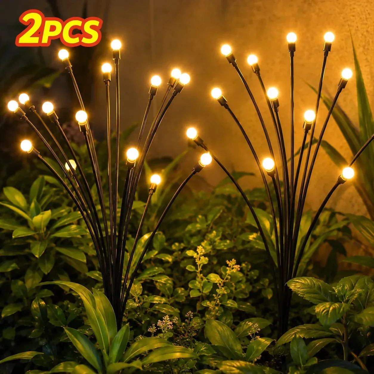Outdoor Solar Firefly Lights 2 Pack 20 LED Waterproof Garden Stake Lights
