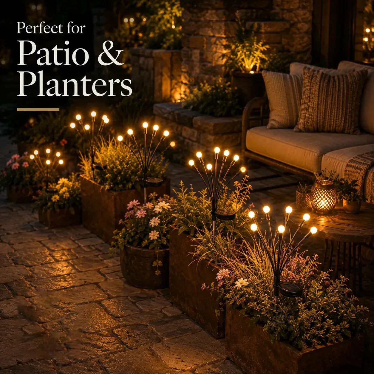 Outdoor Solar Firefly Lights 2 Pack 20 LED Waterproof Garden Stake Lights