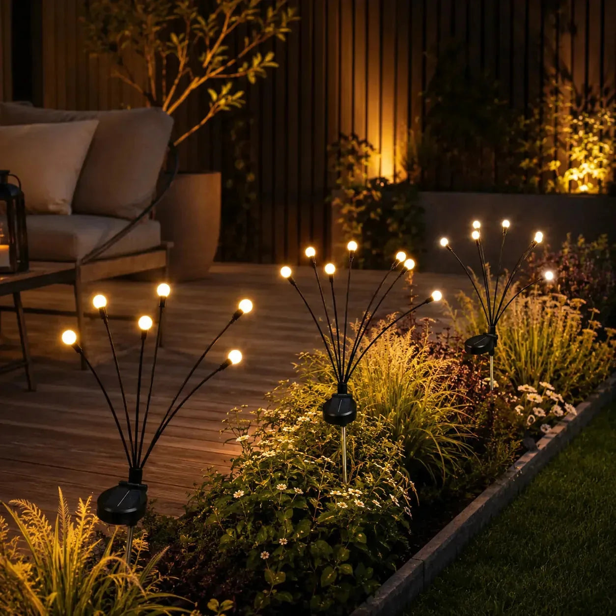 Outdoor Solar Firefly Lights 2 Pack 20 LED Waterproof Garden Stake Lights